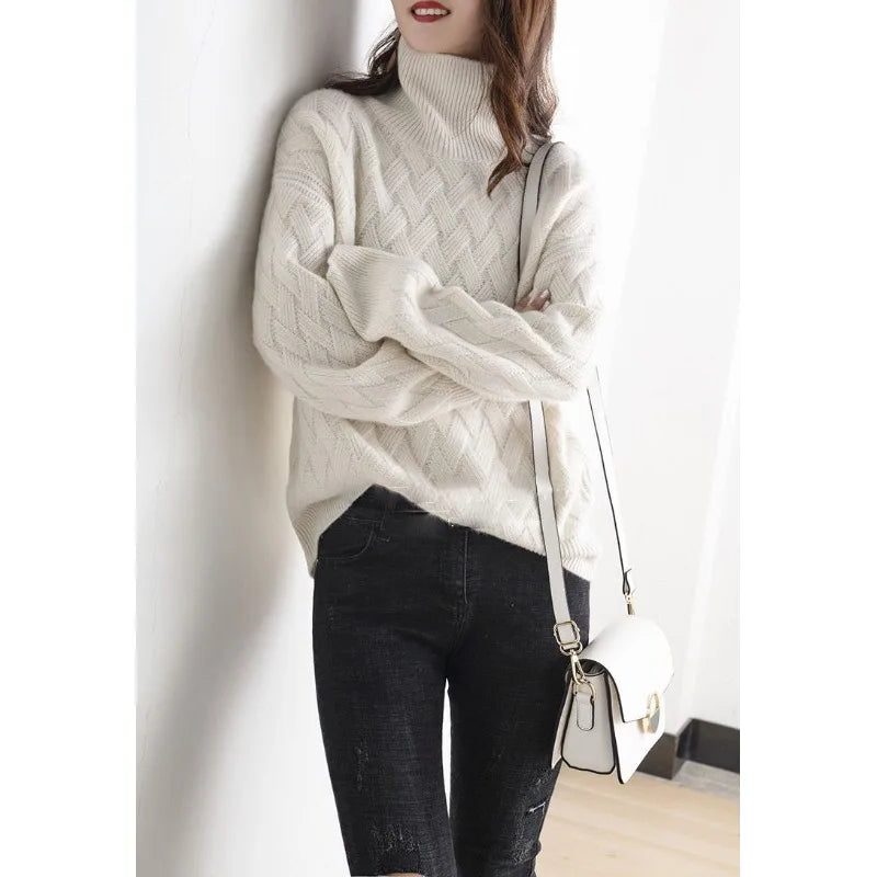 Women's Cable Knit Turtleneck Sweater