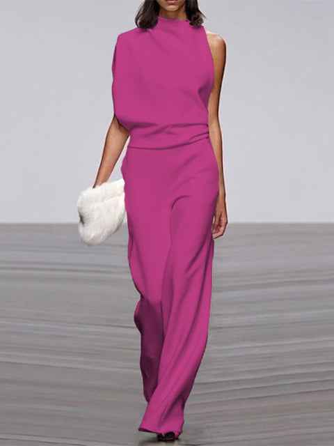 Libby | Women's One Shoulder Wide Leg Jumpsuit Purple