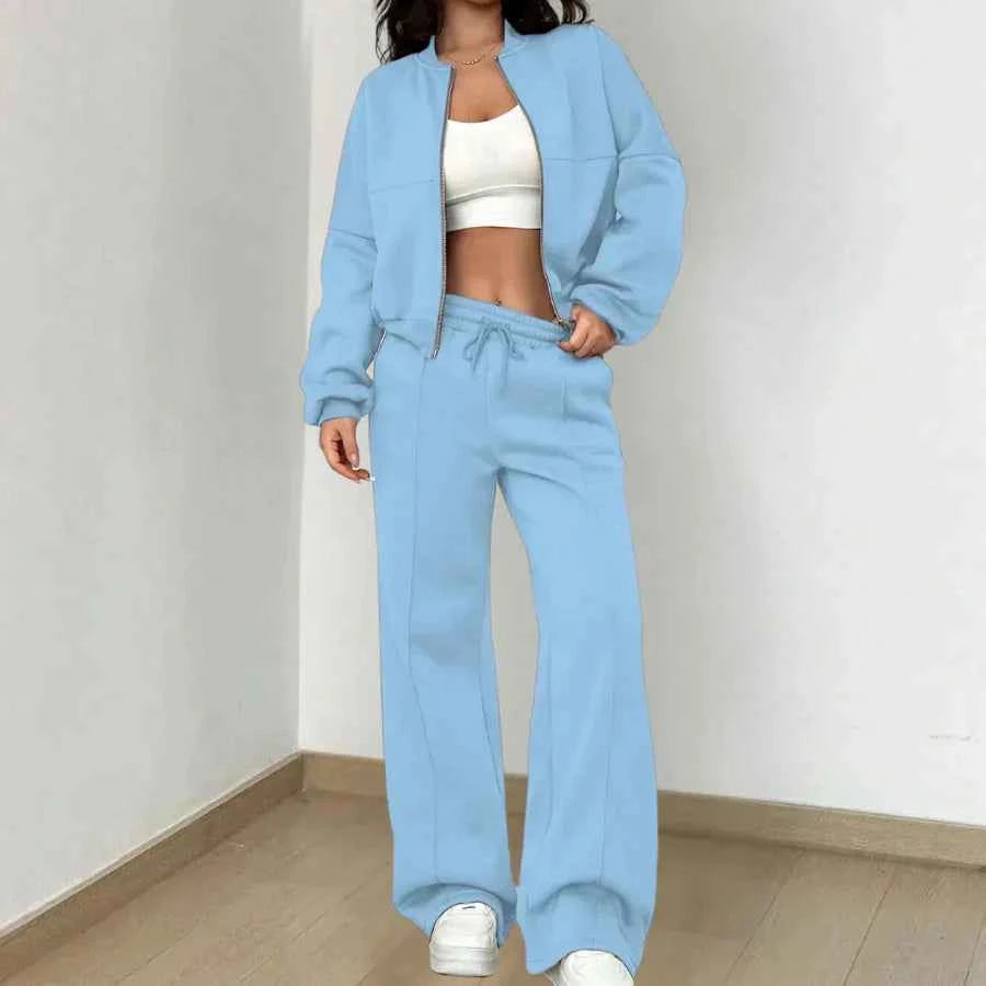 Trendy Women's Two-Piece Fashion Set Blue