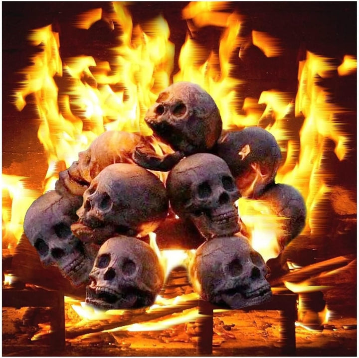 Halloween's Ceramic Skull Fire Pit with Heat Resistant Design for Bonfires