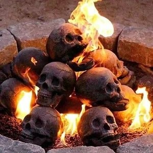 Halloween's Ceramic Skull Fire Pit with Heat Resistant Design for Bonfires