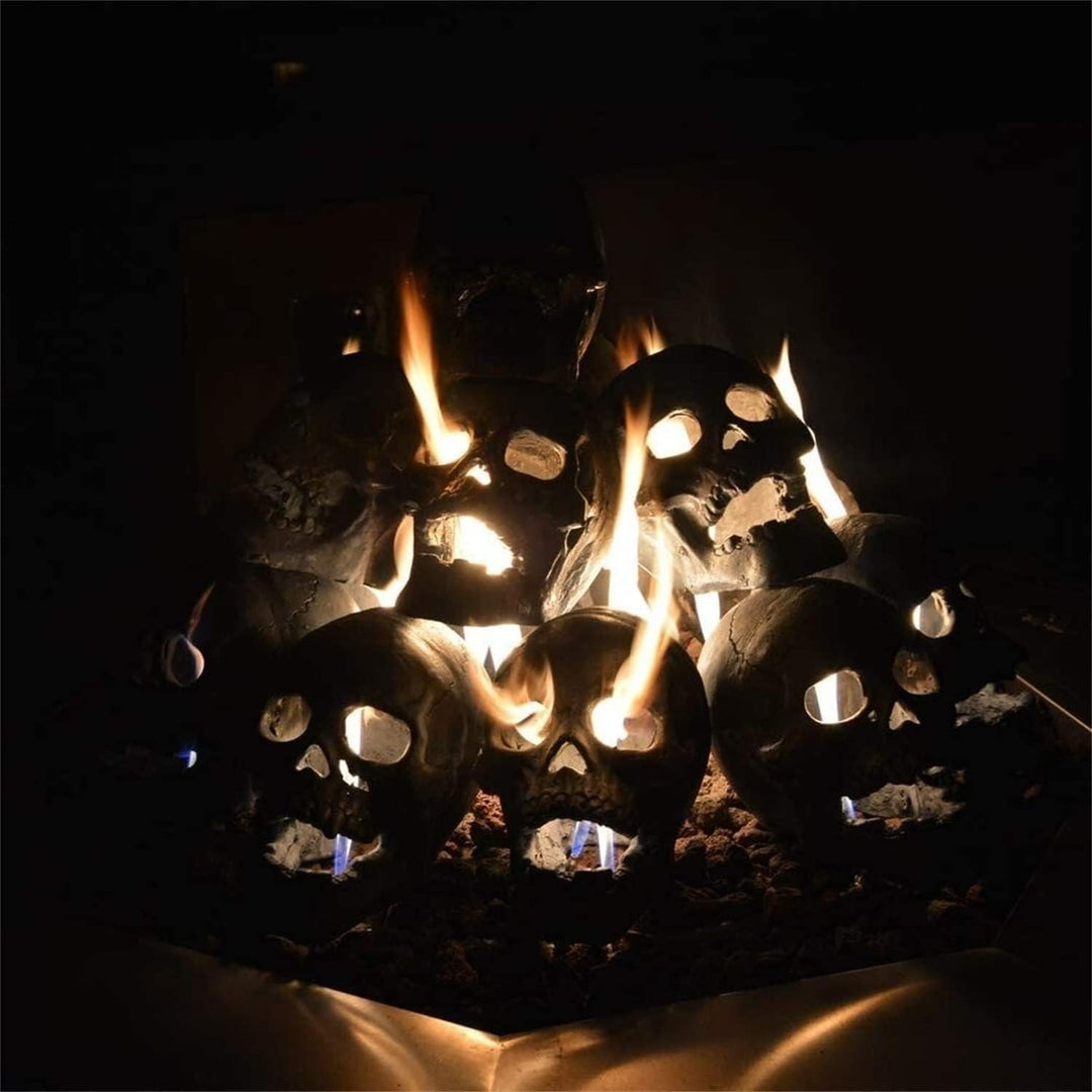 Halloween's Ceramic Skull Fire Pit with Heat Resistant Design for Bonfires
