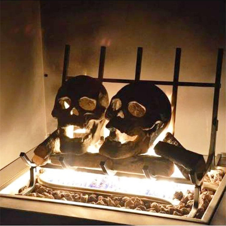 Halloween's Ceramic Skull Fire Pit with Heat Resistant Design for Bonfires