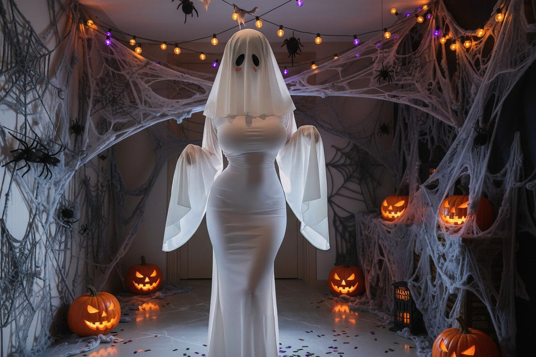 Kostým nevěsty ducha od Halloween's s dlouhými šaty a závojem