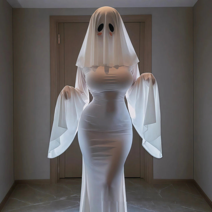 Kostým nevěsty ducha od Halloween's s dlouhými šaty a závojem