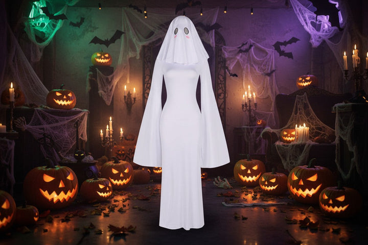 Kostým nevěsty ducha od Halloween's s dlouhými šaty a závojem