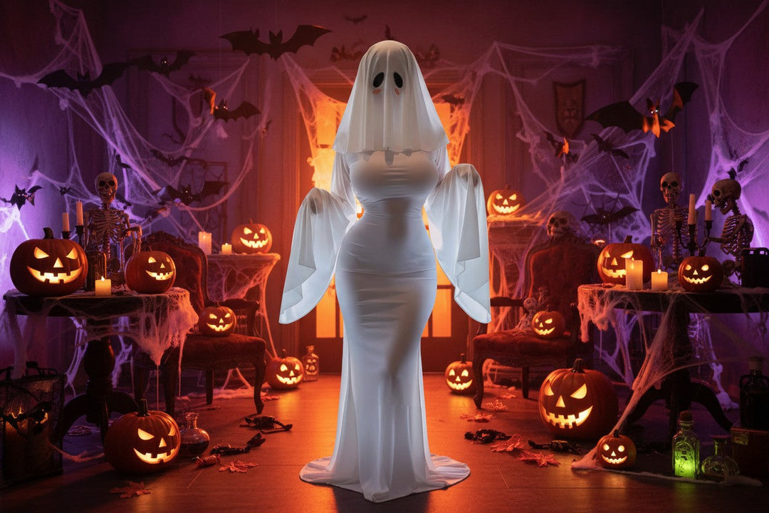 Kostým nevěsty ducha od Halloween's s dlouhými šaty a závojem