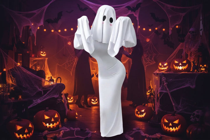 Kostým nevěsty ducha od Halloween's s dlouhými šaty a závojem