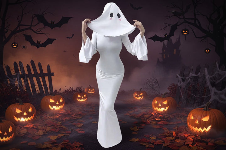 Kostým nevěsty ducha od Halloween's s dlouhými šaty a závojem
