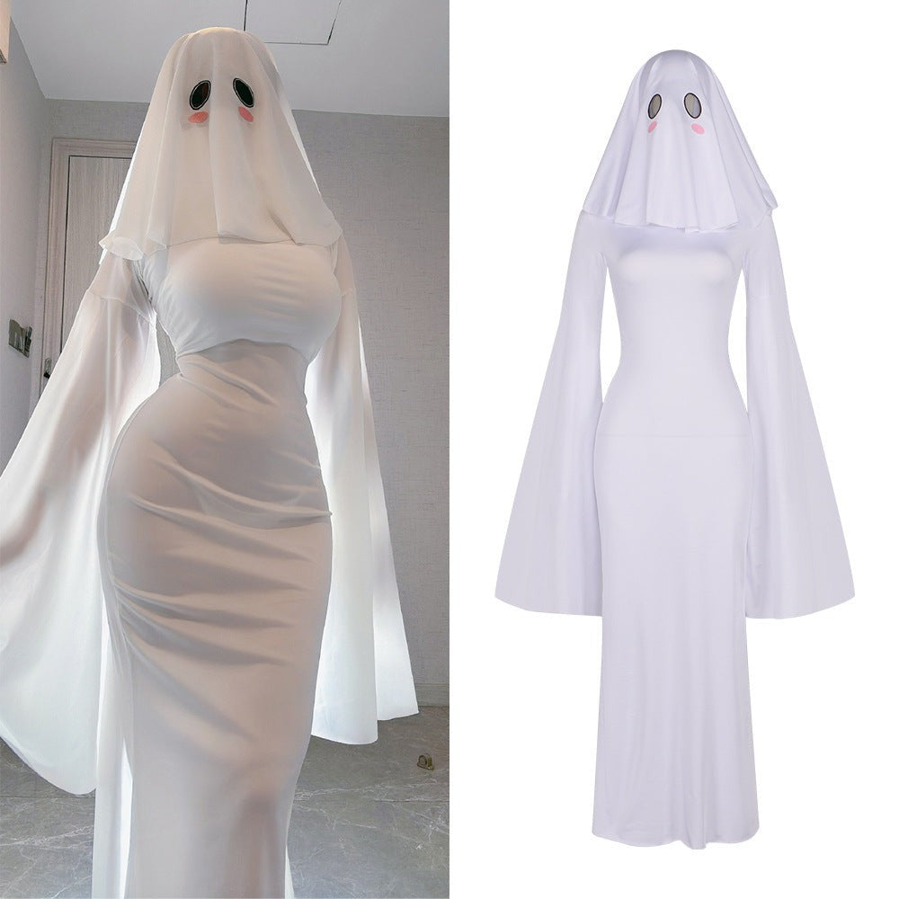 Kostým nevěsty ducha od Halloween's s dlouhými šaty a závojem