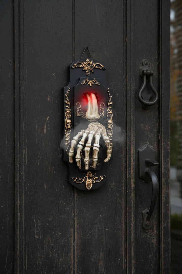 Pohybem aktivovaný zvonek u dveří od Halloween's se svítící oční bulvou a rozprašovačem mlhy