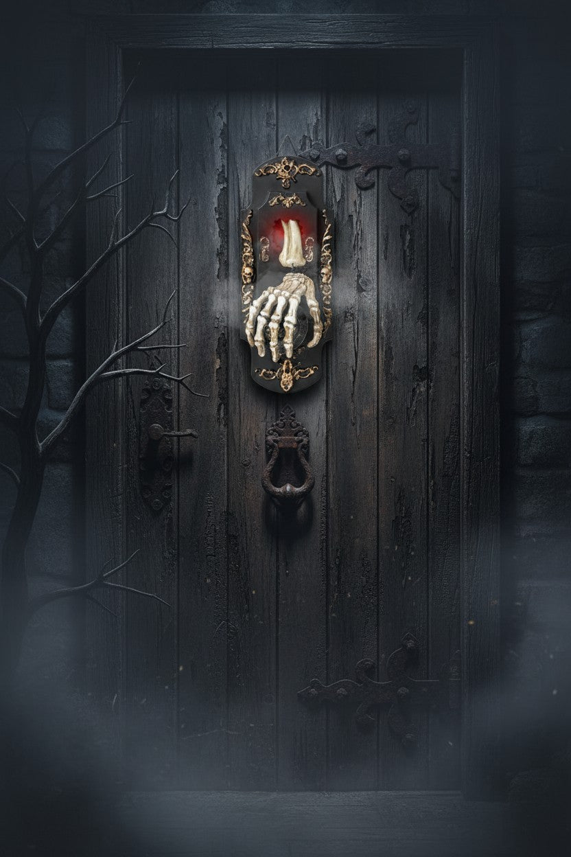 Pohybem aktivovaný zvonek u dveří od Halloween's se svítící oční bulvou a rozprašovačem mlhy