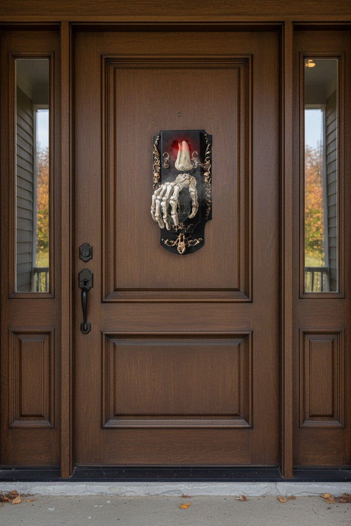 Pohybem aktivovaný zvonek u dveří od Halloween's se svítící oční bulvou a rozprašovačem mlhy