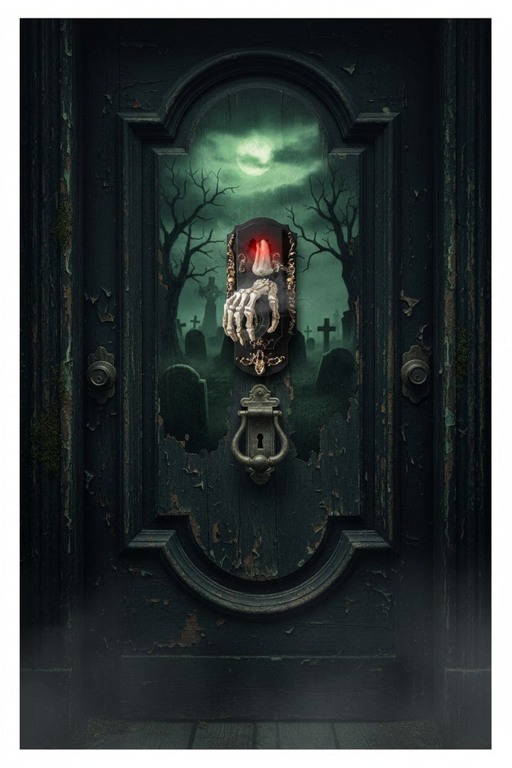Pohybem aktivovaný zvonek u dveří od Halloween's se svítící oční bulvou a rozprašovačem mlhy