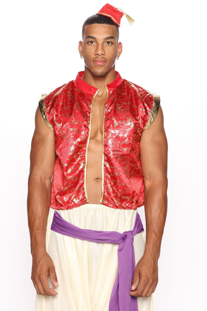 Halloween's Elegant Three-Piece Royal Costume Set with Red Velvet Jacket