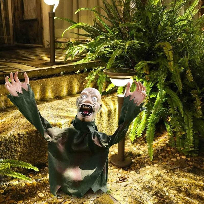 Dekorace strašidelného stromu od Halloween's s červenýma očima aktivovaná pohybem