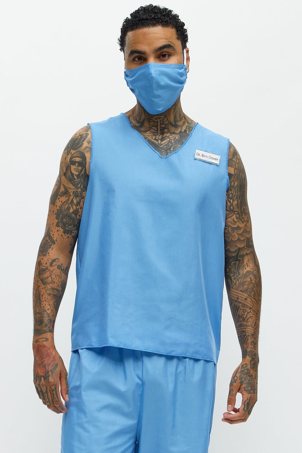 Halloween's Medical Scrub Costume Set for Men with V Neck Top and Pants