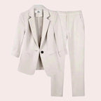 Women's Elegant Blazer and Pants Set White
