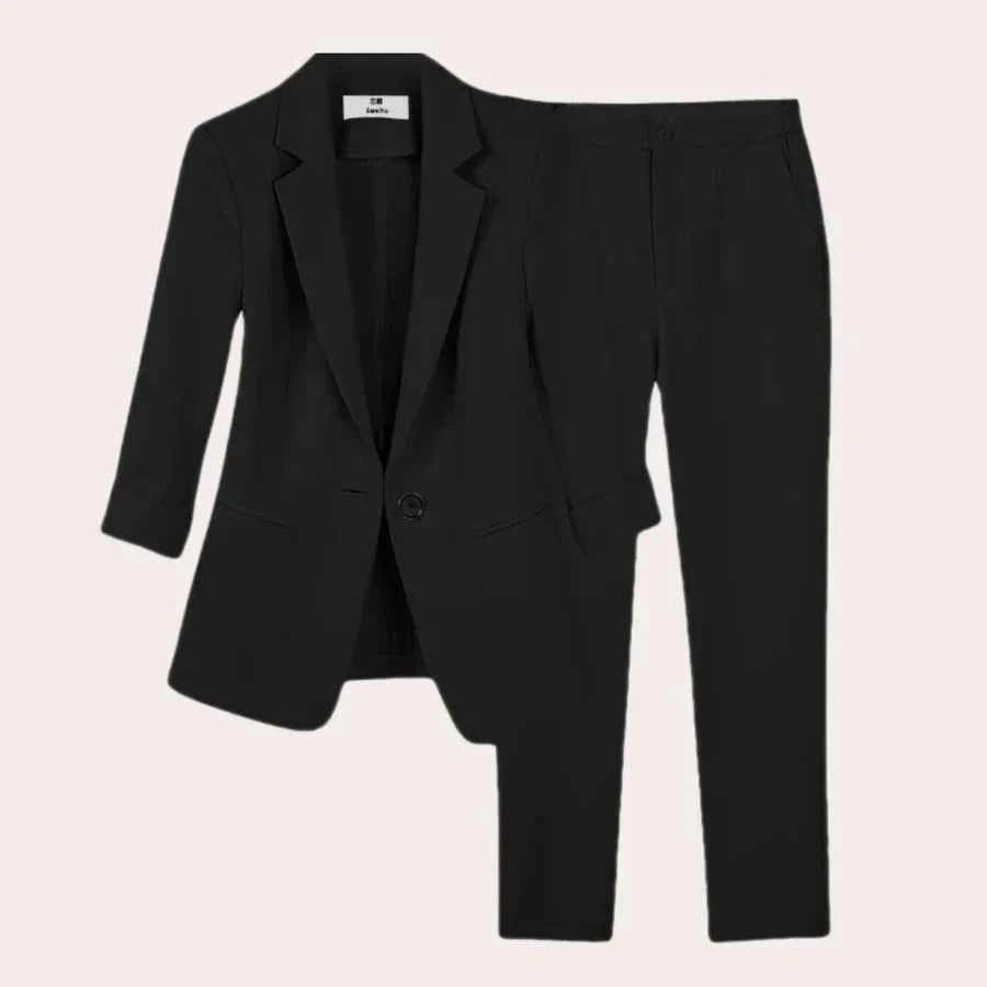 Women's Elegant Blazer and Pants Set Black