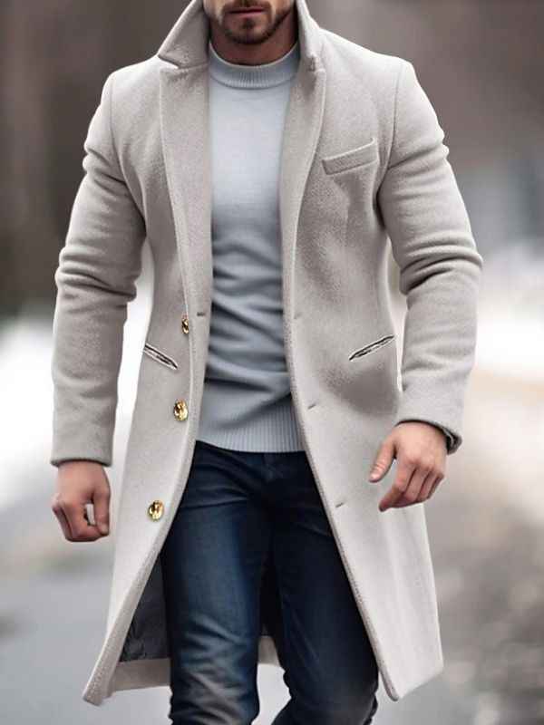Men's Long Wool Blend Overcoat