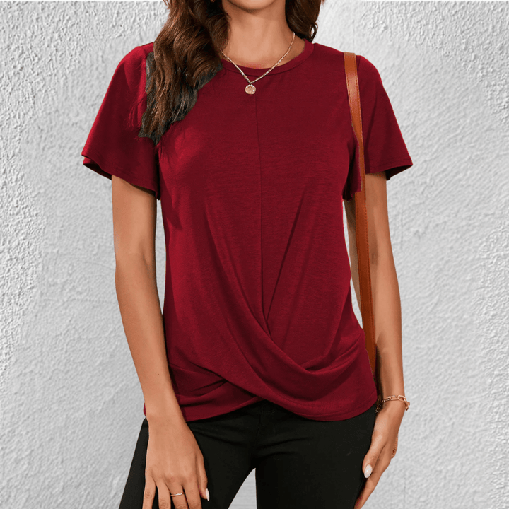 Lucy | Women's Twist Front Casual T-Shirt Red
