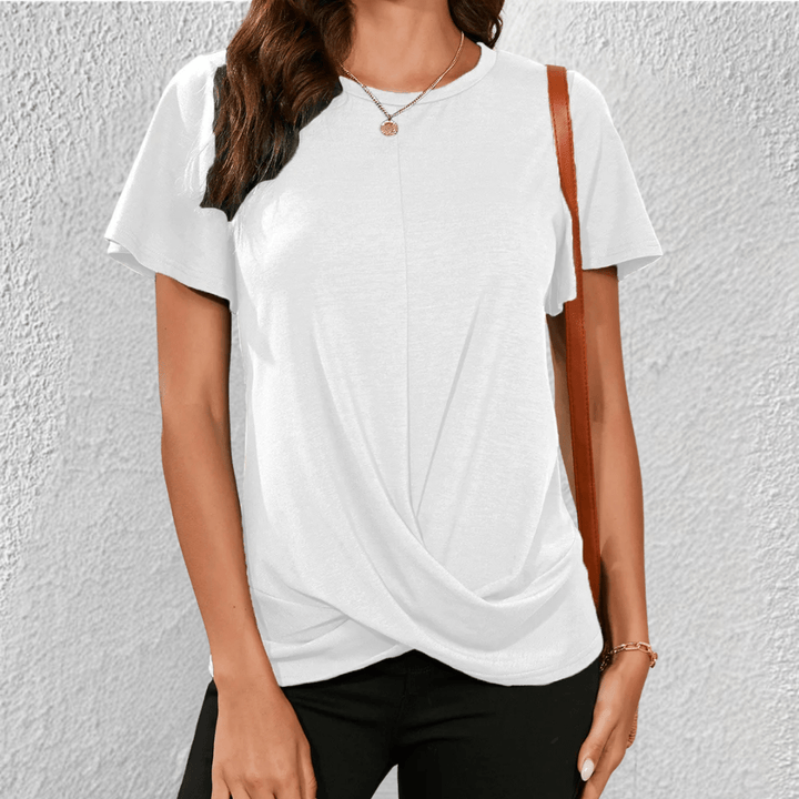 Lucy | Women's Twist Front Casual T-Shirt White