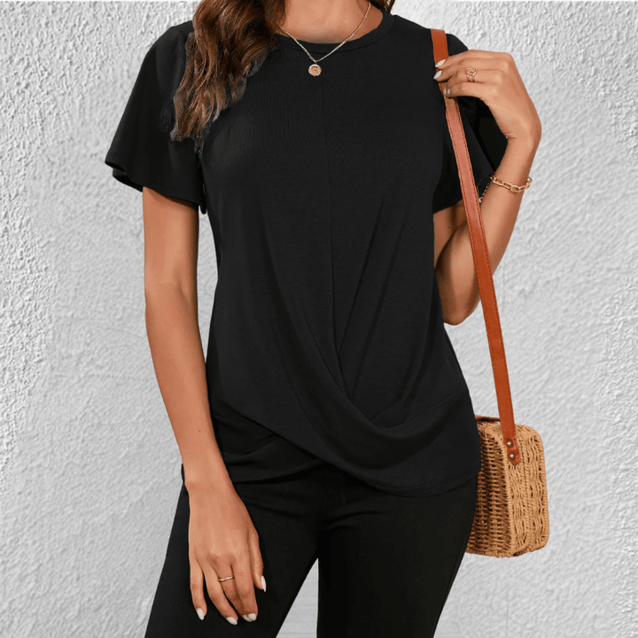 Lucy | Women's Twist Front Casual T-Shirt Black