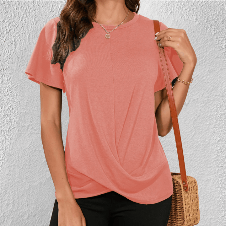 Lucy | Women's Twist Front Casual T-Shirt Pink