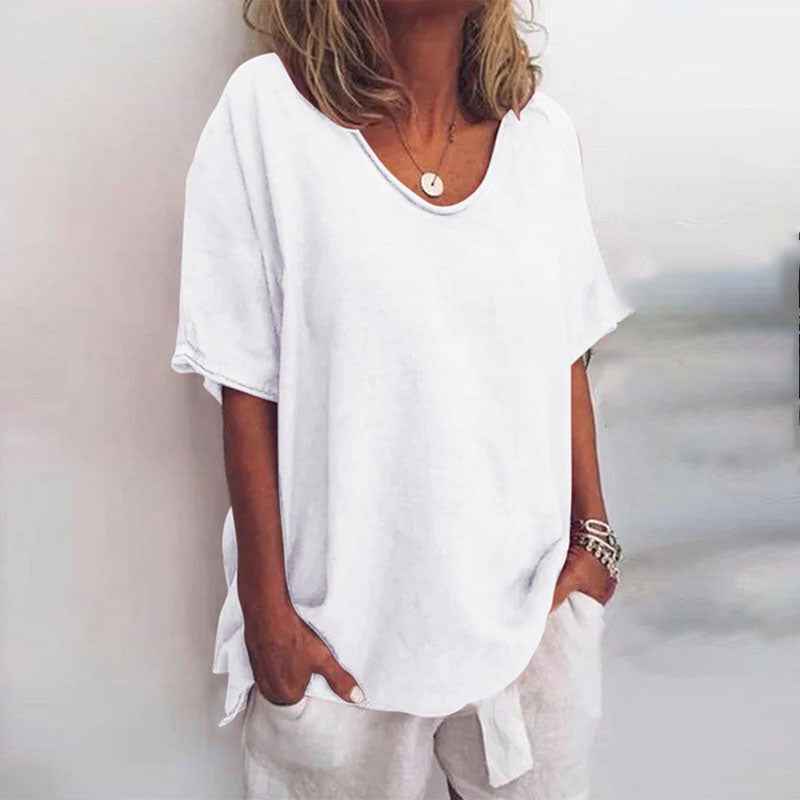 Women's Refined V-Neck Short Sleeve Blouse