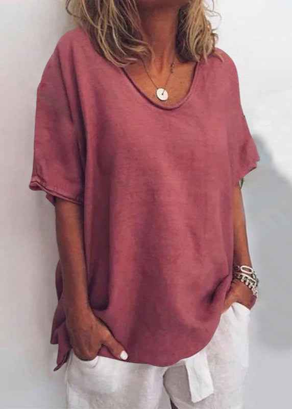 Women's Comfortable Loose-Fit Blouse Dark pink
