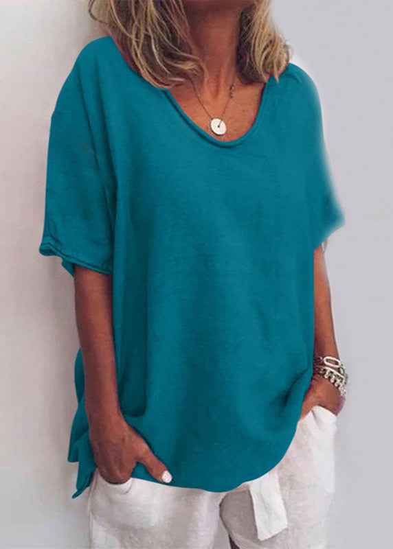 Women's Comfortable Loose-Fit Blouse Sea blue