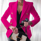 Women's Double-Breasted Tailored Blazer Jacket Rose Pink