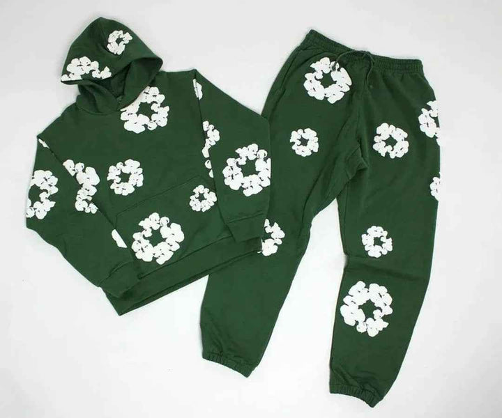 Aiden | Unisex Printed Tracksuit Set – Stylish Hoodie & Sweatpants Dark green suit