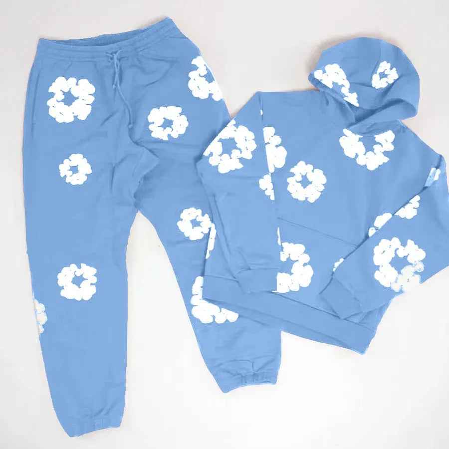 Aiden | Unisex Printed Tracksuit Set – Stylish Hoodie & Sweatpants Light Blue suit