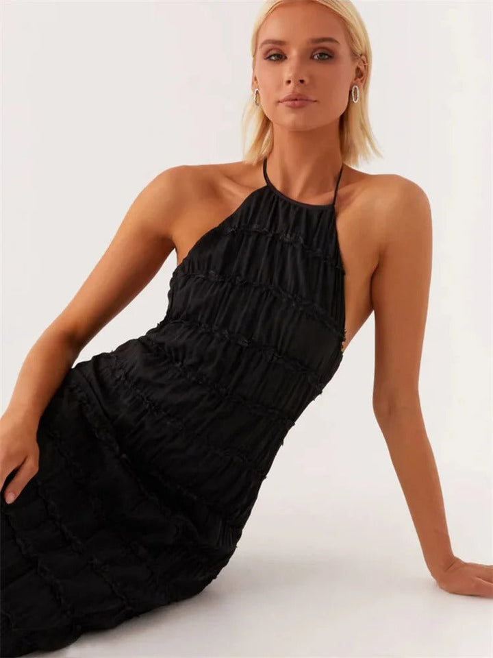 Dieka | Women's Elegant Halter Maxi Dress with Open Back