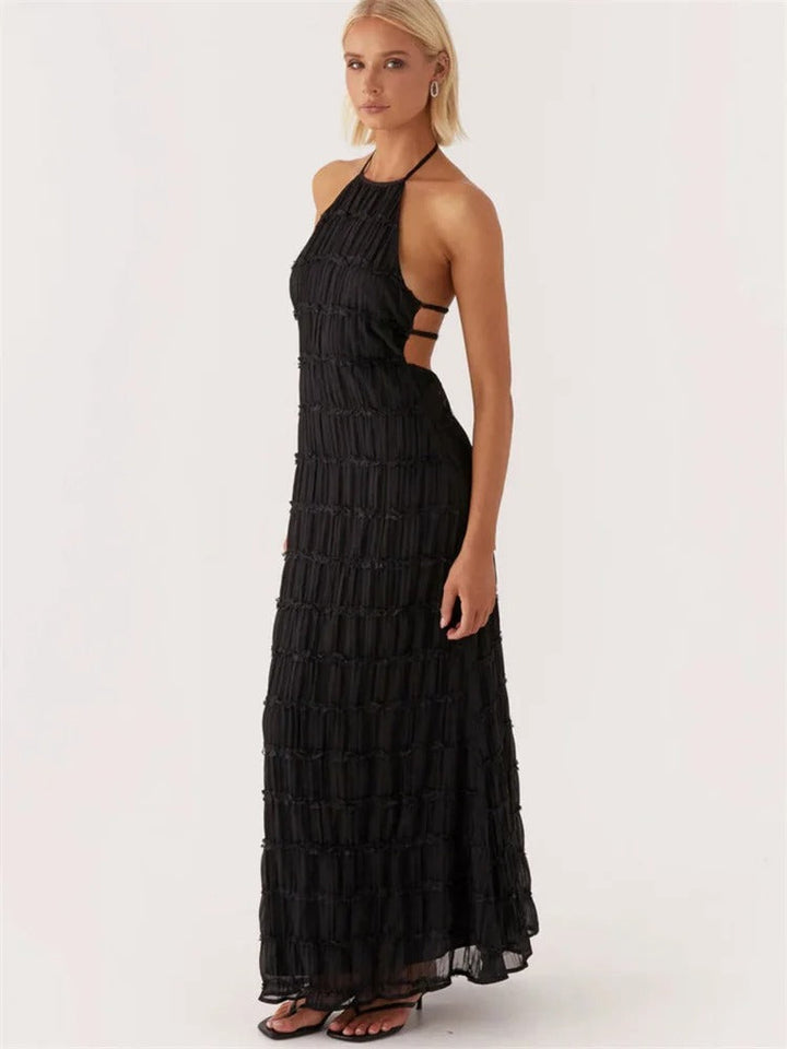 Dieka | Women's Elegant Halter Maxi Dress with Open Back