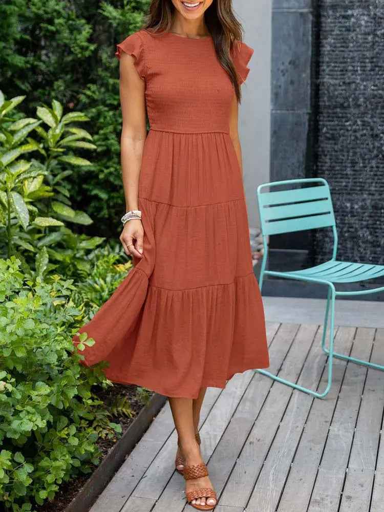 Ronja | Effortless Stylish Flowy Layered Dress Orange