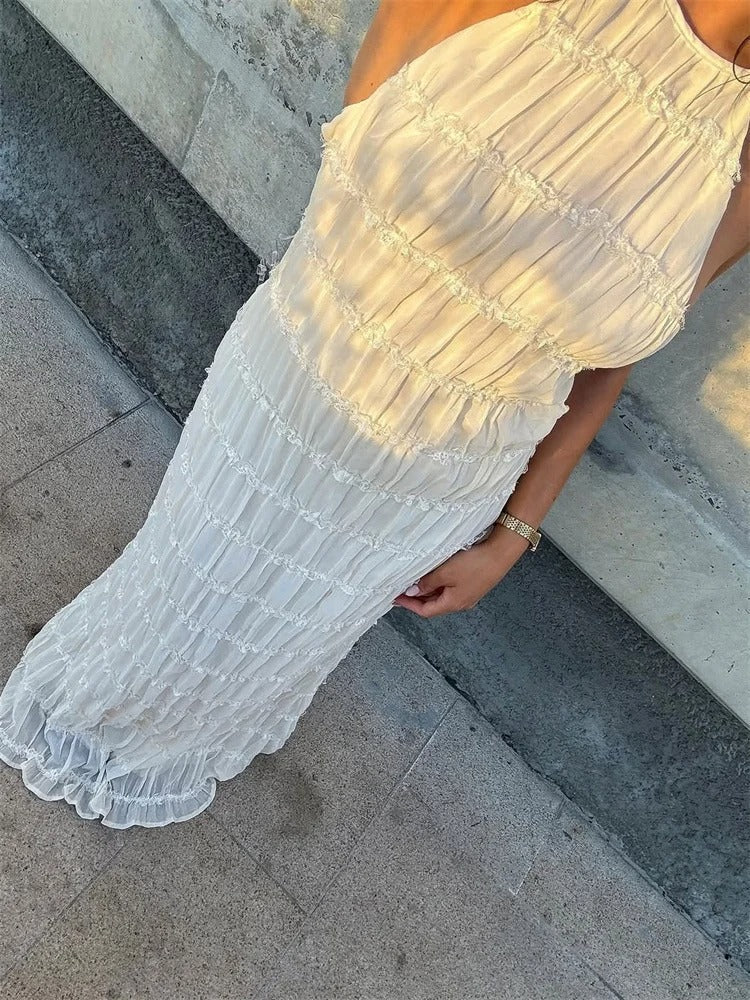 Dieka | Women's Elegant Halter Maxi Dress with Open Back