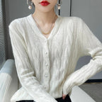 Women's 100% Wool Cardigan - Cozy & Stylish Knitwear White