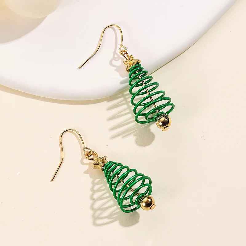 Festive Charm Earrings Evergreen Twirl