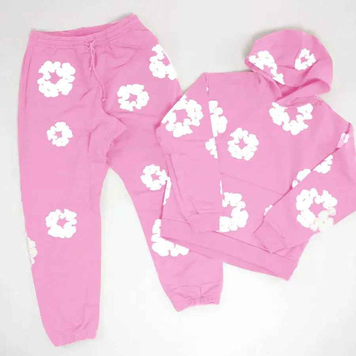 Aiden | Unisex Printed Tracksuit Set – Stylish Hoodie & Sweatpants Light Pink suit