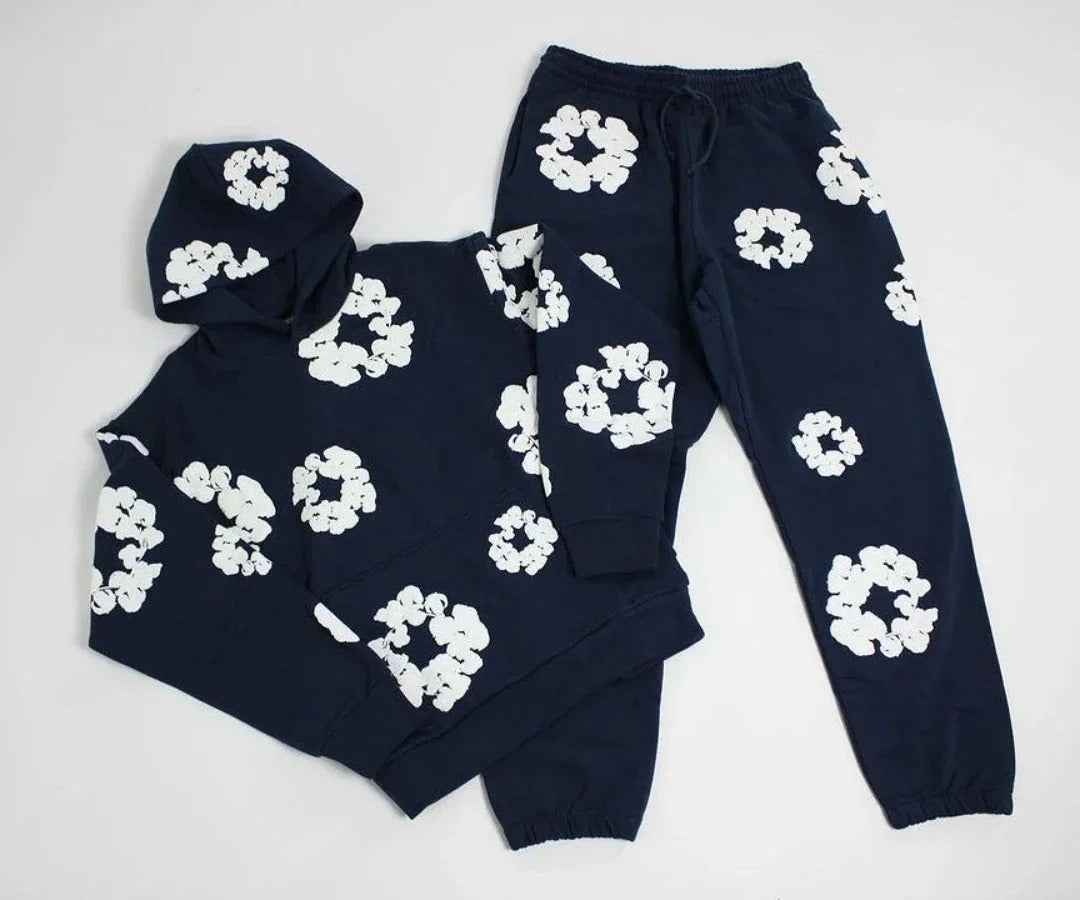 Aiden | Unisex Printed Tracksuit Set – Stylish Hoodie & Sweatpants Navy blue suit