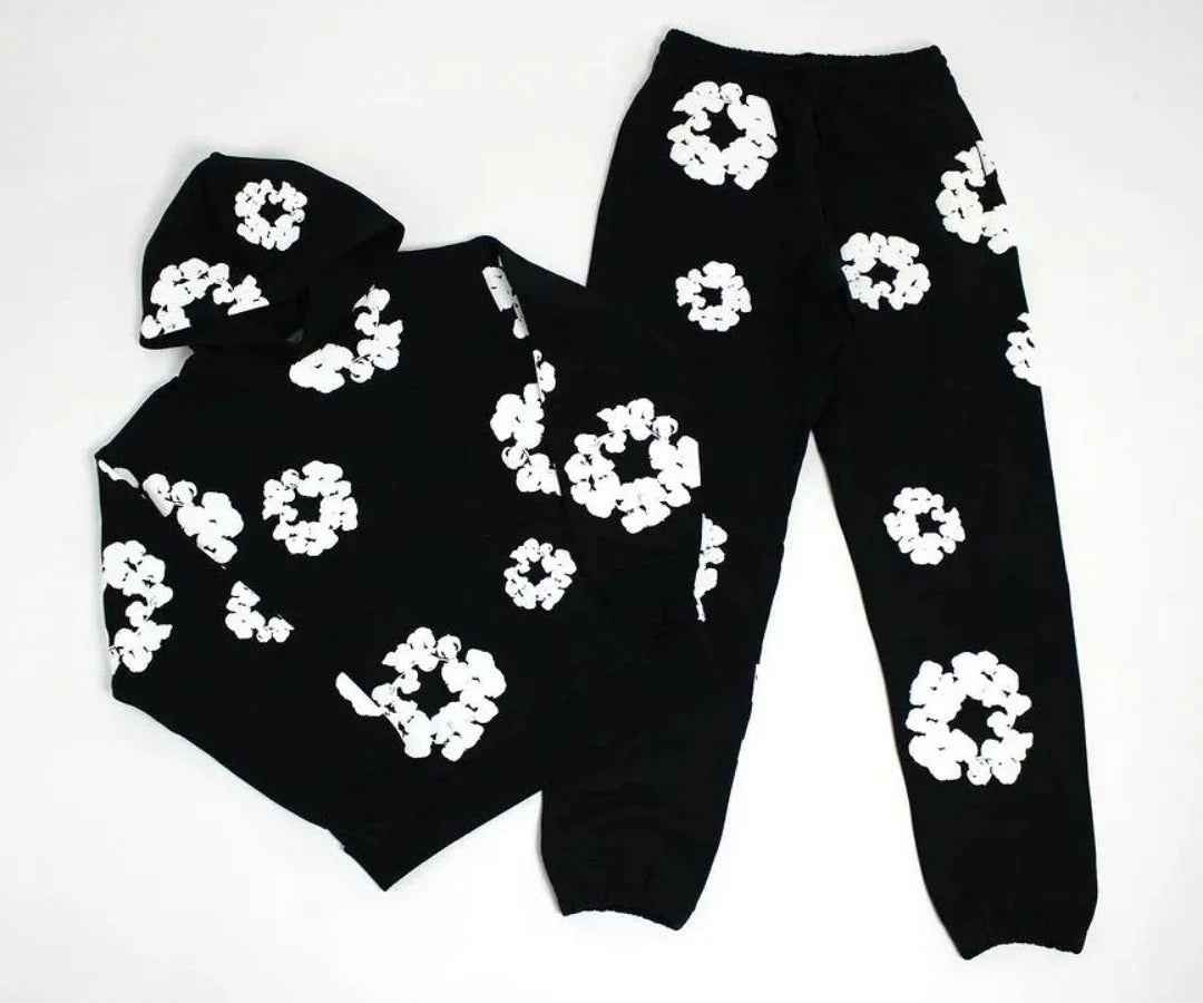 Aiden | Unisex Printed Tracksuit Set – Stylish Hoodie & Sweatpants Black suit