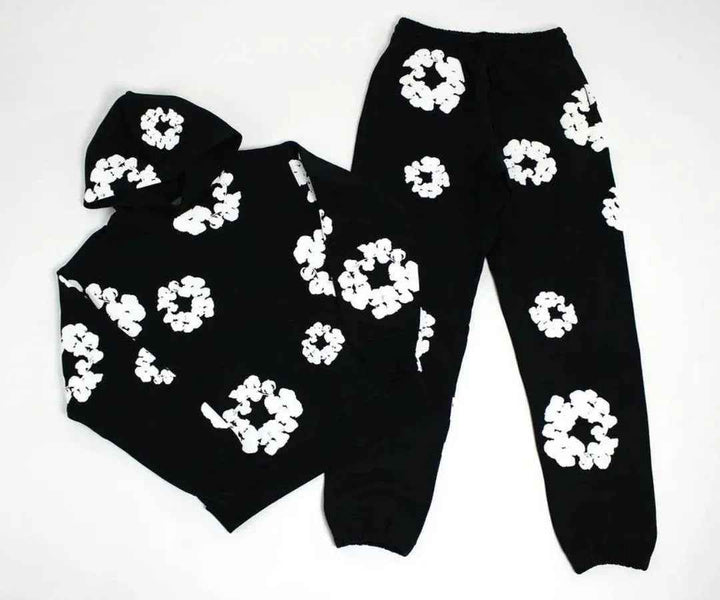Aiden | Unisex Printed Tracksuit Set – Stylish Hoodie & Sweatpants Black suit