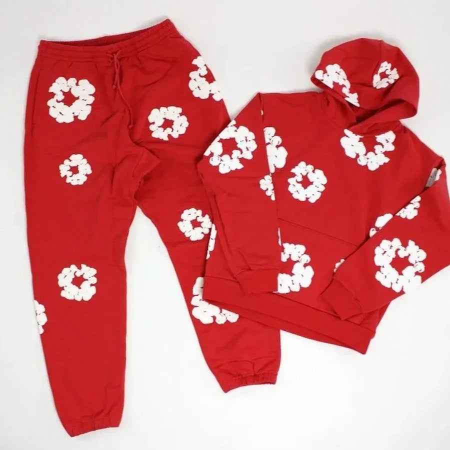 Aiden | Unisex Printed Tracksuit Set – Stylish Hoodie & Sweatpants Red suit