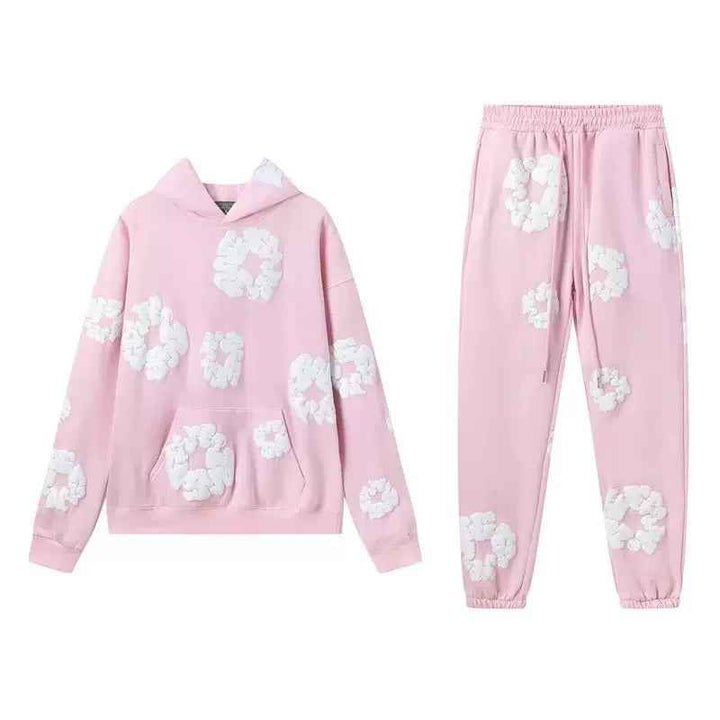 Aiden | Unisex Printed Tracksuit Set – Stylish Hoodie & Sweatpants Pink suit
