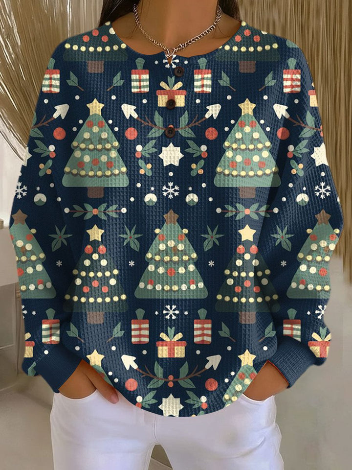 Women's Festive Christmas Knit Sweater for Holiday Cheer Navy Blue