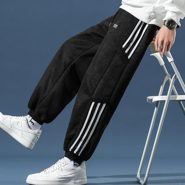Men's Casual Fleece-Lined Relaxed Fit Joggers for Trendy Streetwear