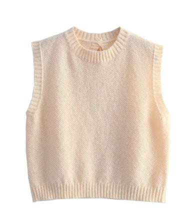 Marylou | Women's Knitted Beige Summer Top with Open Back