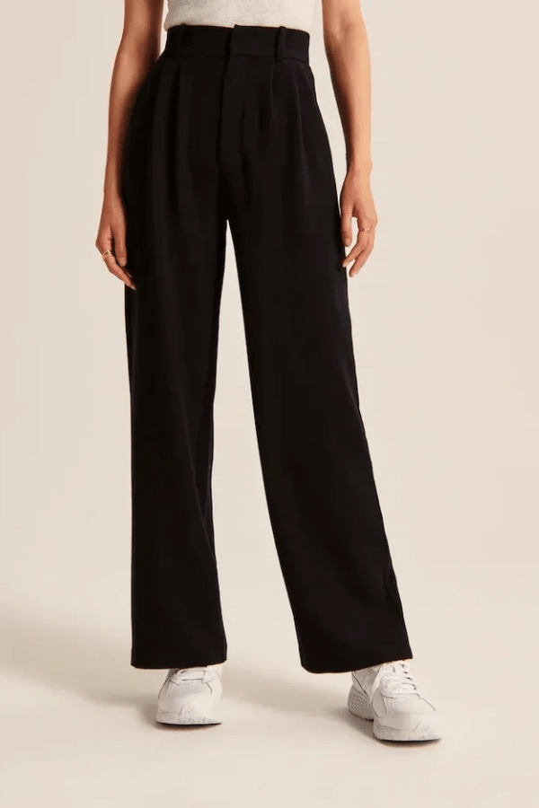Women's Wide Leg Pants with Pleated Front Design